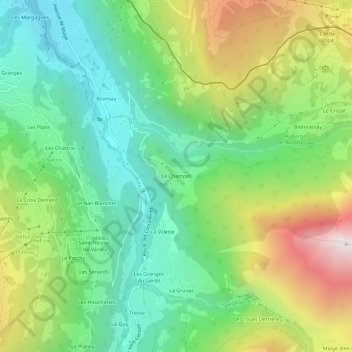 Mappa topografica Le Champel, altitudine, rilievo