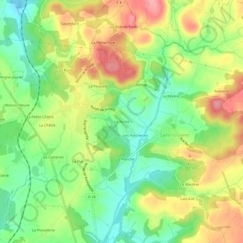 Mappa topografica Le Tertre, altitudine, rilievo