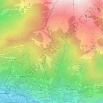 Mappa topografica Trucco, altitudine, rilievo