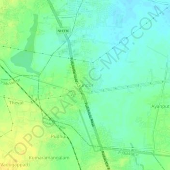 Mappa topografica Gundur, altitudine, rilievo