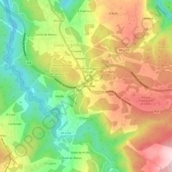 Mappa topografica Agra de Abaixo, altitudine, rilievo