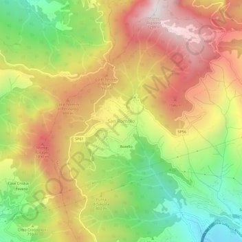 Mappa topografica San Romolo, altitudine, rilievo