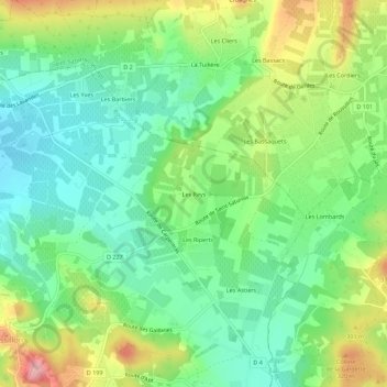 Mappa topografica Les Reys, altitudine, rilievo