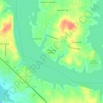 Mappa topografica Delray Park Estates, altitudine, rilievo