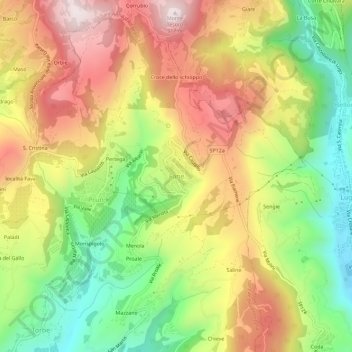 Mappa topografica Fane, altitudine, rilievo