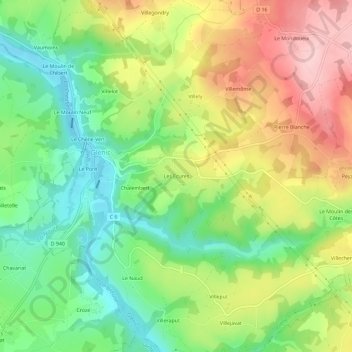 Mappa topografica Les Ecures, altitudine, rilievo