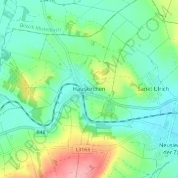 Mappa topografica Hauskirchen, altitudine, rilievo