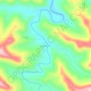 Mappa topografica Jaguaretê, altitudine, rilievo