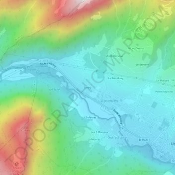 Mappa topografica Soney, altitudine, rilievo
