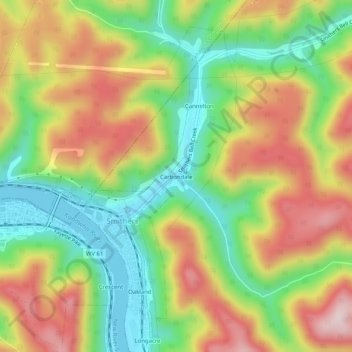 Mappa topografica Carbondale, altitudine, rilievo