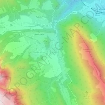 Mappa topografica Les Oches, altitudine, rilievo