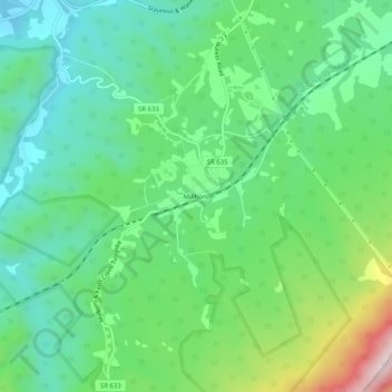 Mappa topografica Millboro, altitudine, rilievo