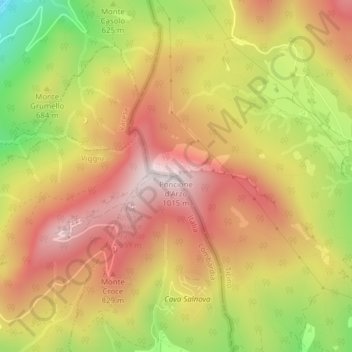 Mappa topografica Poncione d'Arzo, altitudine, rilievo