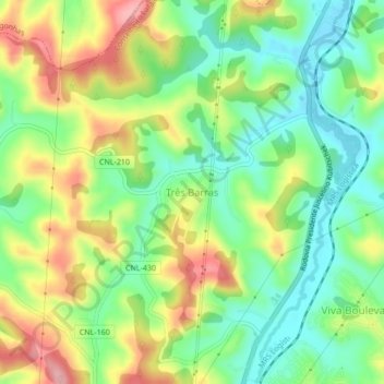Mappa topografica Três Barras, altitudine, rilievo