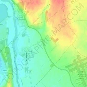 Mappa topografica Écluse de Vignely, altitudine, rilievo