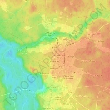 Mappa topografica Courchon, altitudine, rilievo