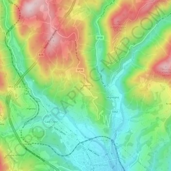 Mappa topografica Traverde, altitudine, rilievo