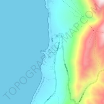 Mappa topografica Paposo, altitudine, rilievo