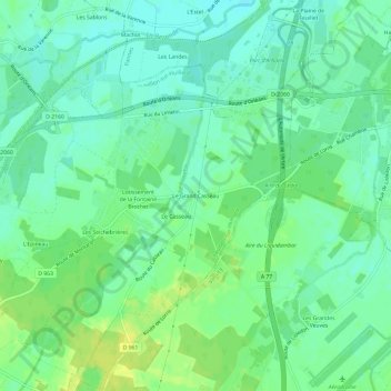 Mappa topografica Le Grand Casseau, altitudine, rilievo
