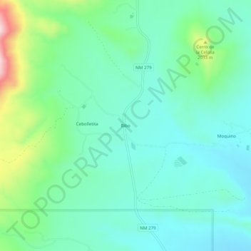 Mappa topografica Bibo, altitudine, rilievo