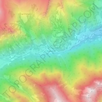 Mappa topografica Maddalena, altitudine, rilievo