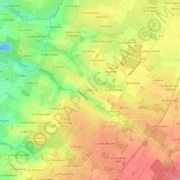 Mappa topografica La Trelluère, altitudine, rilievo