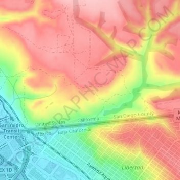 Mappa topografica South Rim, altitudine, rilievo