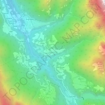 Mappa topografica Raossi, altitudine, rilievo