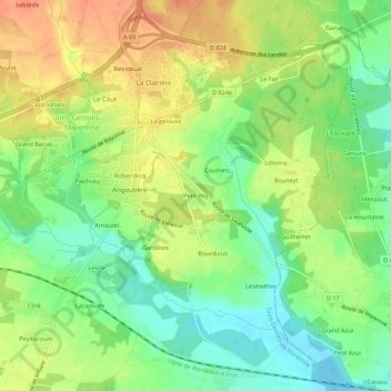 Mappa topografica Petit Pey, altitudine, rilievo