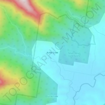 Mappa topografica Buffer Creek, altitudine, rilievo