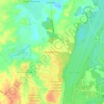 Mappa topografica Urubo Barranca, altitudine, rilievo