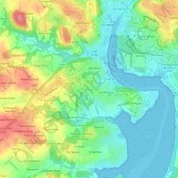 Mappa topografica Kerlagatu, altitudine, rilievo