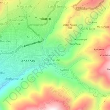 Mappa topografica Santa Isabel, altitudine, rilievo