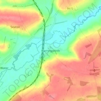 Mappa topografica Harringworth, altitudine, rilievo