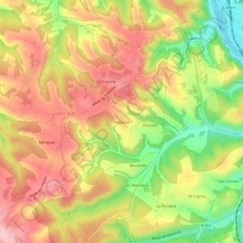 Mappa topografica Fréjavise, altitudine, rilievo