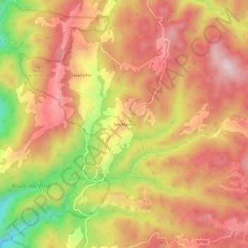 Mappa topografica San Marino, altitudine, rilievo