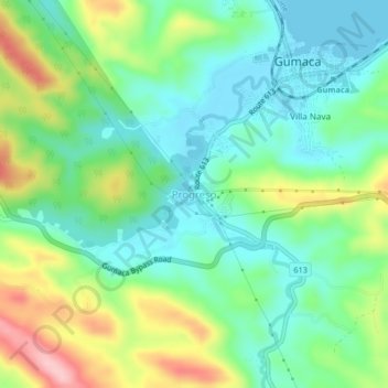 Mappa topografica Progreso, altitudine, rilievo