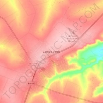 Mappa topografica Campo Verde, altitudine, rilievo
