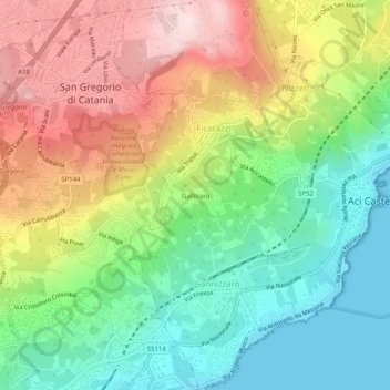 Mappa topografica Gallinaro, altitudine, rilievo