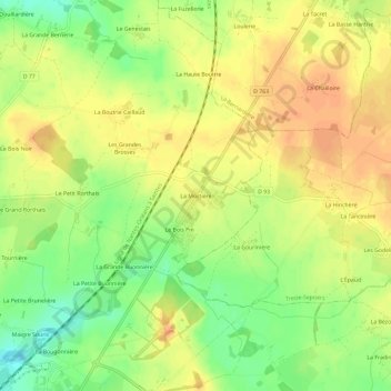 Mappa topografica La Moctière, altitudine, rilievo