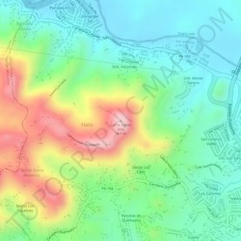 Mappa topografica Cerro Santa Ana, altitudine, rilievo