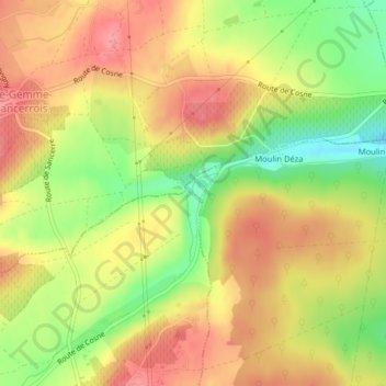 Mappa topografica Moulin de Ville, altitudine, rilievo
