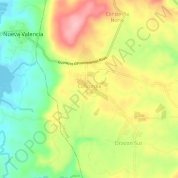 Mappa topografica Concordia Sur, altitudine, rilievo