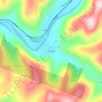 Mappa topografica Fishs Eddy, altitudine, rilievo