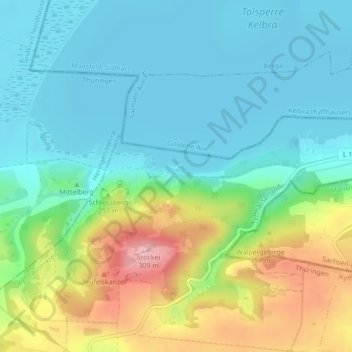 Mappa topografica Numburg, altitudine, rilievo