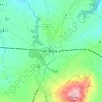 Mappa topografica Saint-Conéry, altitudine, rilievo