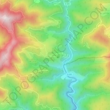 Mappa topografica La Roche, altitudine, rilievo