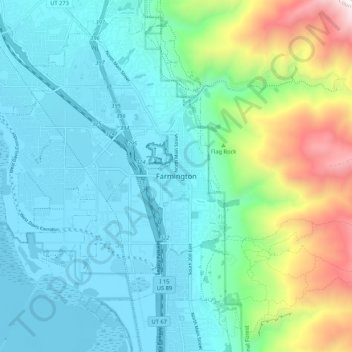 Mappa topografica Farmington, altitudine, rilievo