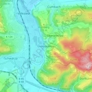 Mappa topografica Unterpreilipp, altitudine, rilievo