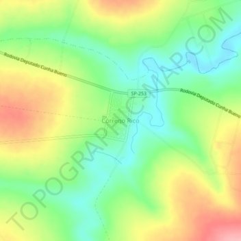 Mappa topografica Córrego Rico, altitudine, rilievo